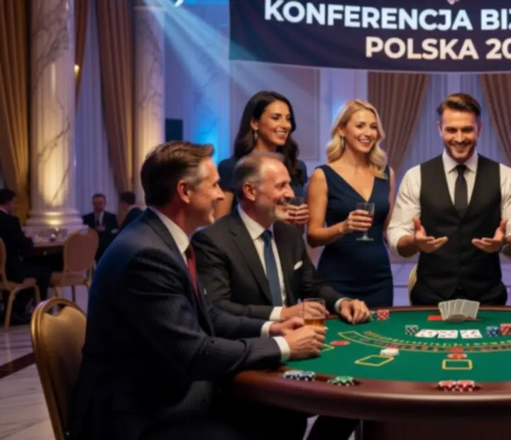 Blackjack na evencie firmowym w eleganckiej sali
