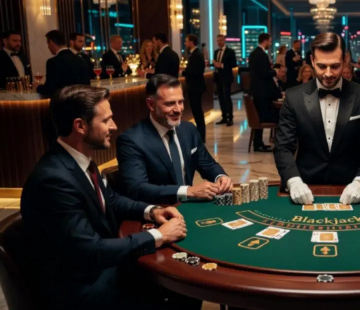 Elegancki stół blackjack na nocnym evencie