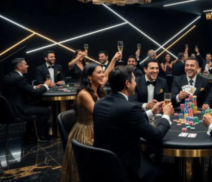 Goście podczas emocjonującego wieczoru pokerowego na evencie