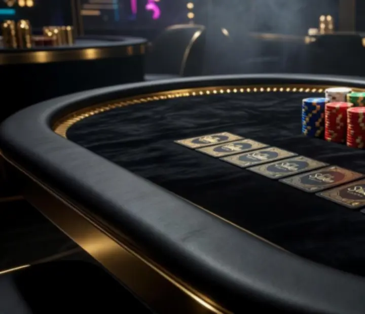 Premium stół pokerowy z profesjonalnym oświetleniem i kompletami żetonów